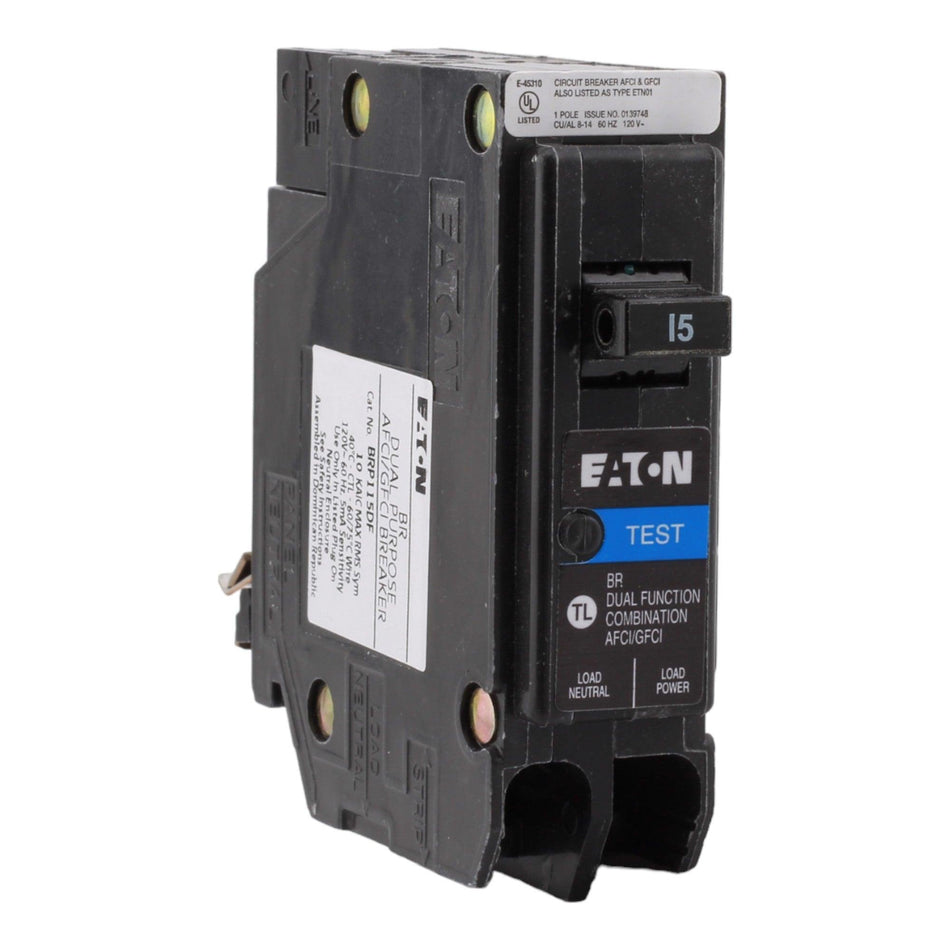 Eaton BRP115DF 15 Amp Single Pole 120V Plug-On Neutral AFCI/GFCI Dual Function Circuit Breaker UL - RES LLC Store