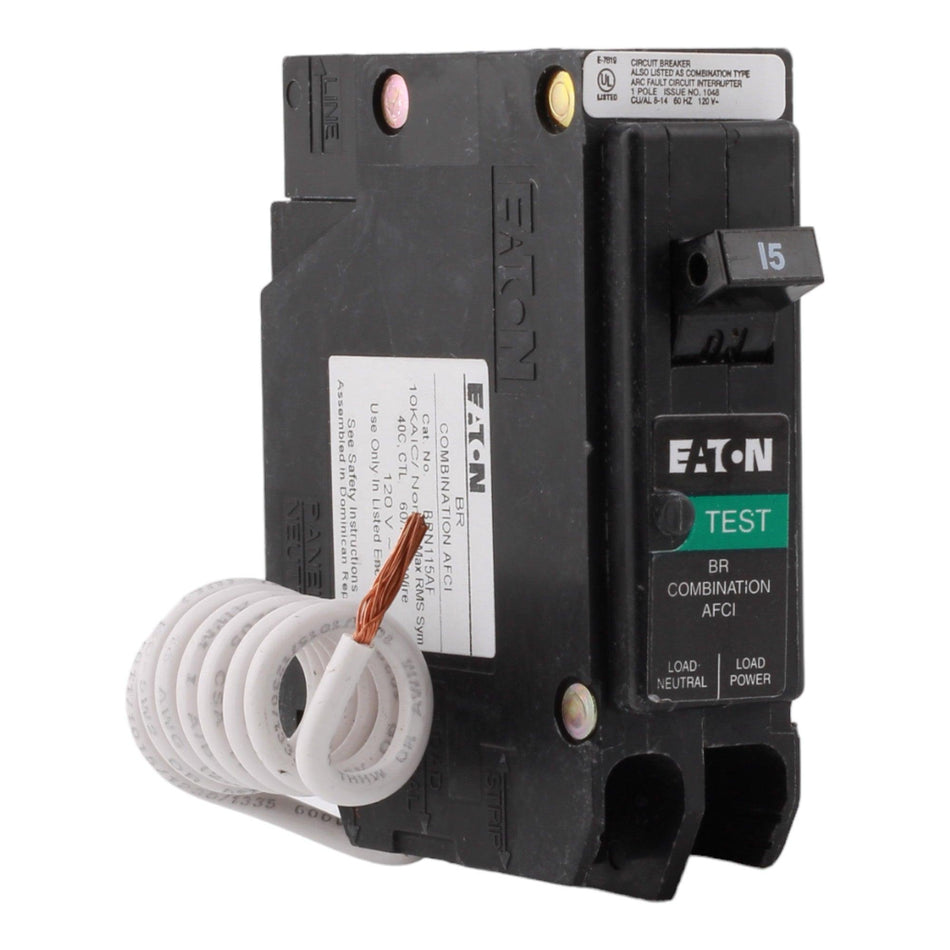 Eaton BRN115AF 15 Amp Single Pole 120V Pigtail-Neutral AFCI Arc Fault Circuit Breaker UL - RES LLC Store