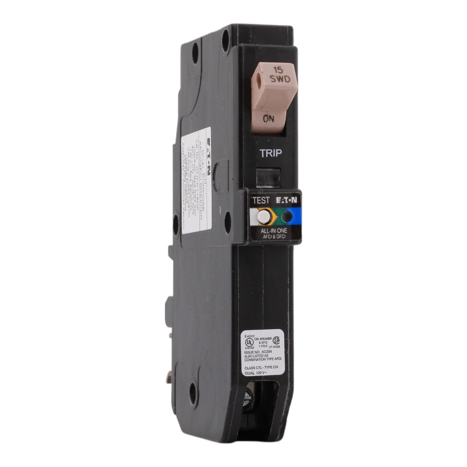 Eaton CHFPAFGF115CS 15 Amps 120 Volts Single Pole All in One Arc Fault/Ground Fault Breaker for CH Panels