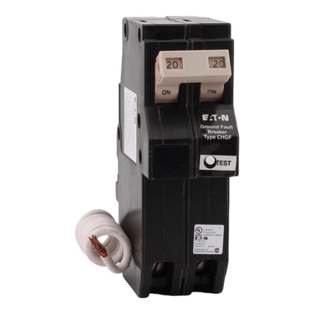 Eaton CHN220GF 20 Amp Double Pole 240V Pigtail-Neutral GFCI Ground Fault Circuit Breaker UL