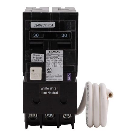 Siemens QF230A 30 Amp Double Pole 240V Pigtail-Neutral GFCI Ground Fault Circuit Breaker UL