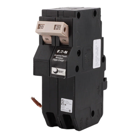 Eaton CHN220GF 20 Amp Double Pole 240V Pigtail-Neutral GFCI Ground Fault Circuit Breaker UL