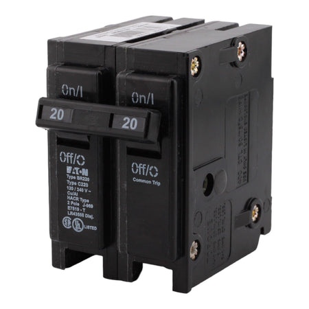 Eaton BR220 20 Amp Double Pole 240V Plug-In Standard Trip Circuit Breaker UL