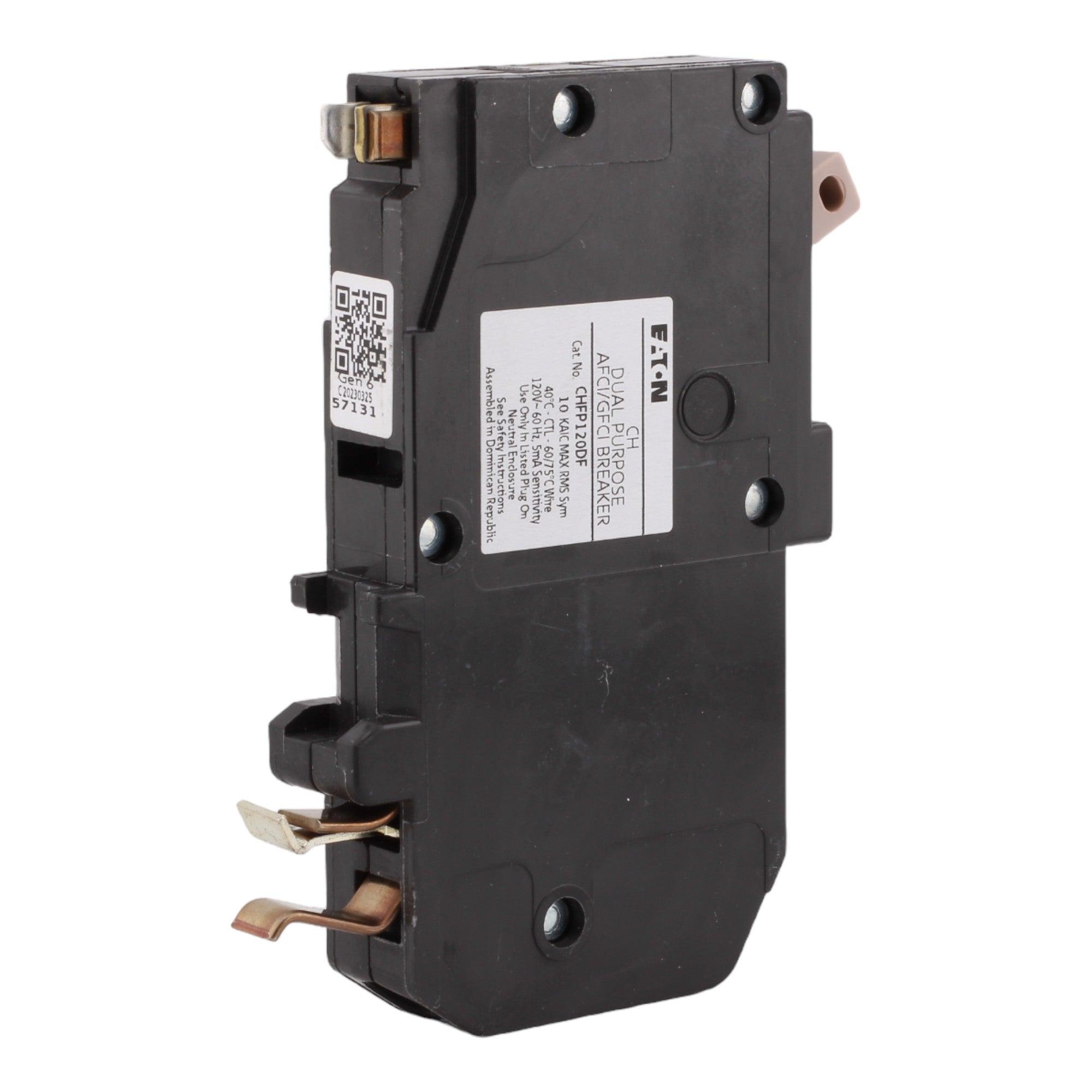 Eaton CHFP120A1CS 20 Amp Single Pole 120V Plug-On Neutral AFCI/GFCI Dual Function Circuit Breaker UL