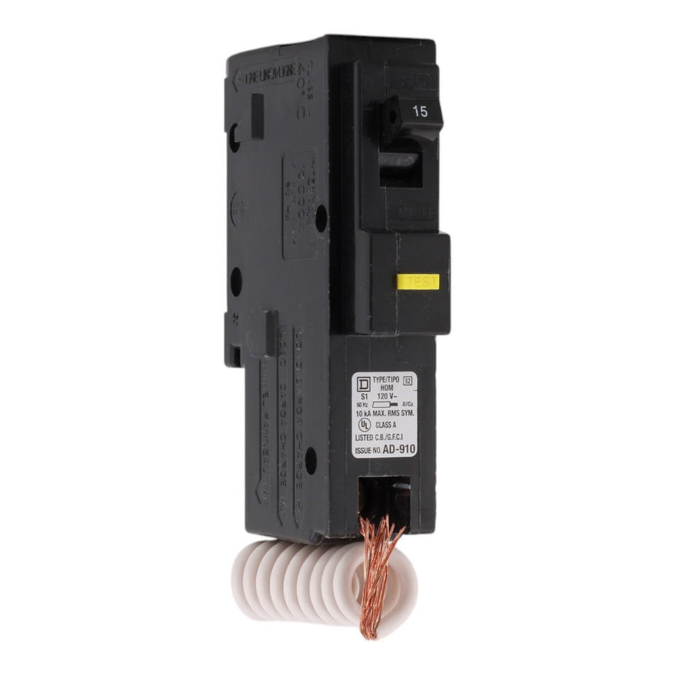 Square D HOM115GFI 15 Amps 120 Volts Single-Pole GFCI Circuit Breaker for Homeline Panels