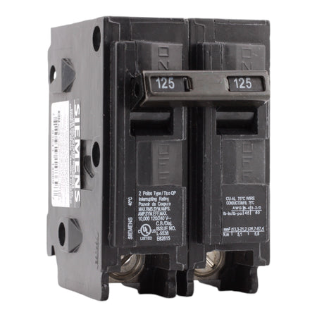 Siemens Q2125 125 Amp Double Pole 240V Plug-In Standard Trip Circuit Breaker UL