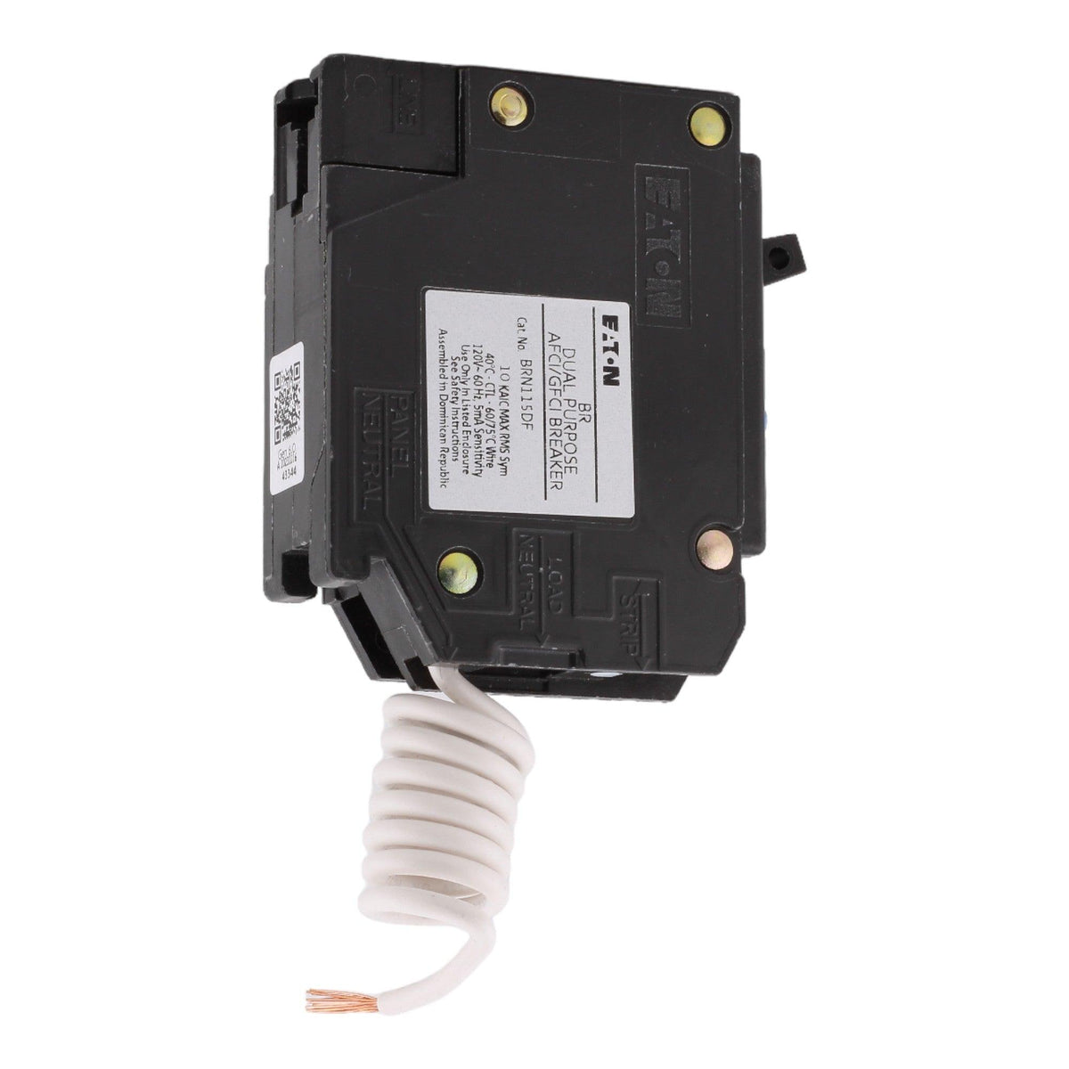 Eaton BRN115DF 15 Amp Single Pole 120V Pigtail-Neutral AFCI/GFCI Dual Function Circuit Breaker UL