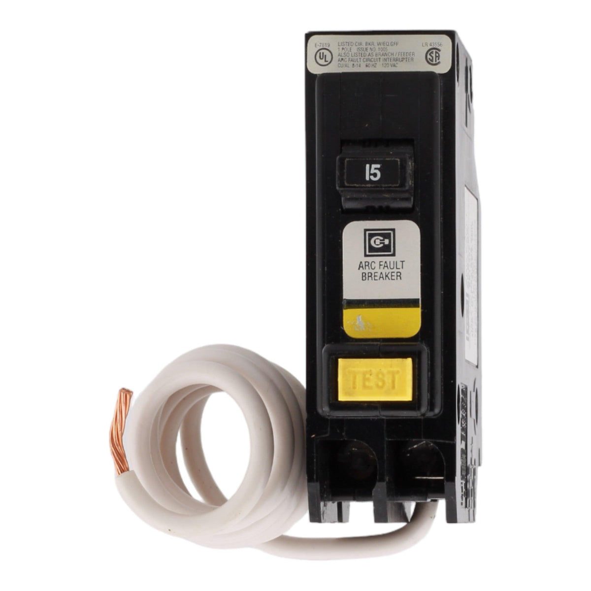 Eaton BR115AF 15 Amp Single Pole 120V Pigtail-Neutral AFCI Arc Fault Circuit Breaker UL