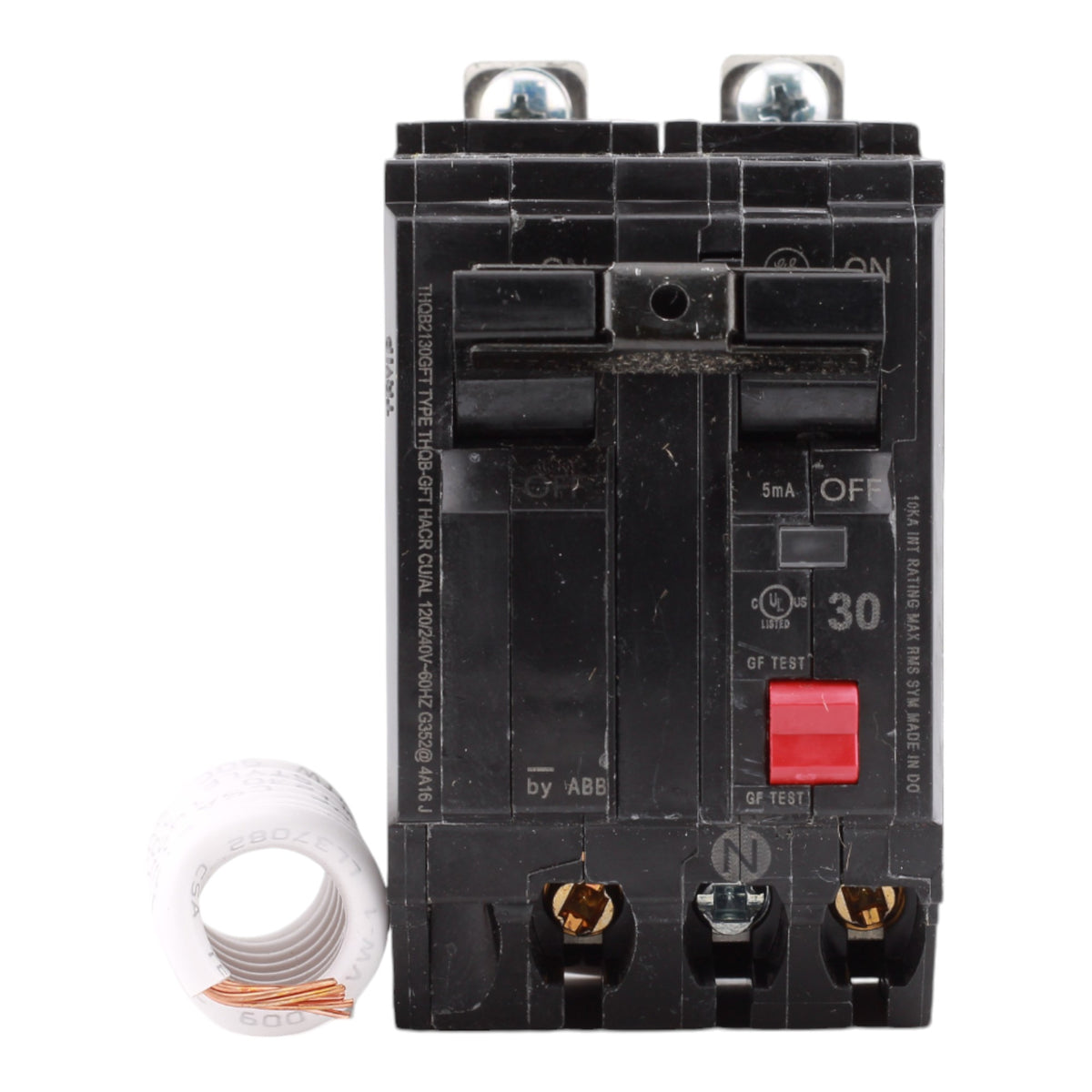 GE THQB2130GFT 30 Amp Double Pole 120/240V Bolt-On GFCI Ground Fault Circuit Breaker UL