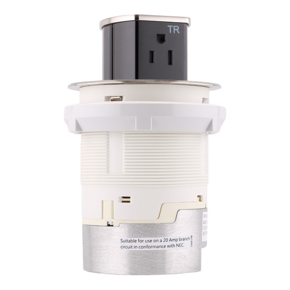 Hubbell Wiring, RCT200NI, 15 Amps, 125 Volts, 2-Pole, Kitchen Counter Receptacle, Surface Mount, Tamper Resistant, Nickel