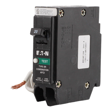 Eaton BRCAF120 20 Amp Single Pole 120V Pigtail-Neutral AFCI Arc Fault Circuit Breaker UL