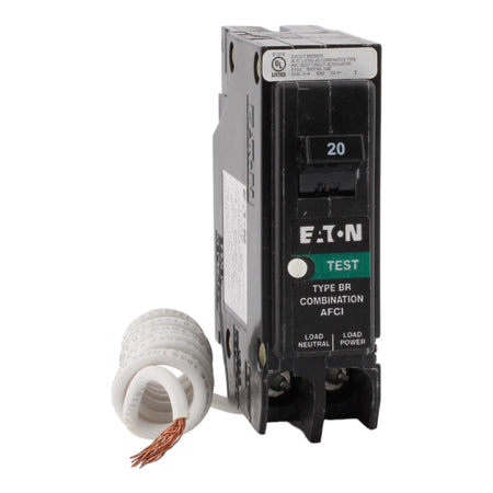 Eaton BRCAF120 20 Amp Single Pole 120V Pigtail-Neutral AFCI Arc Fault Circuit Breaker UL