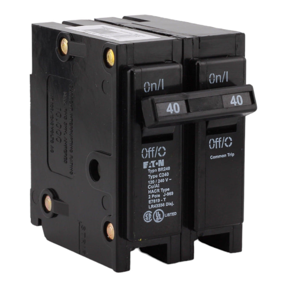 Eaton BR240 40 Amp Double Pole 240V Plug-In Standard Trip Circuit Breaker UL - RES LLC Store