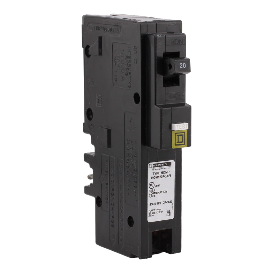 Square D HOM120PCAFIC 20A 120V 1-Pole AFCI Breaker Plug-On Neutral