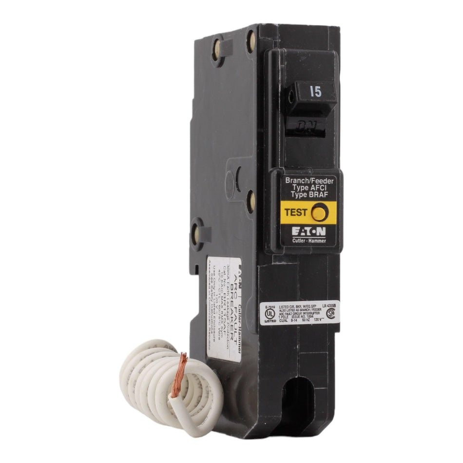 Eaton BR115AF 15 Amp Single Pole 120V Pigtail-Neutral AFCI Arc Fault Circuit Breaker UL - RES LLC Store