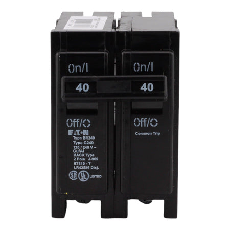 Eaton BR240 40 Amp Double Pole 240V Plug-In Standard Trip Circuit Breaker UL