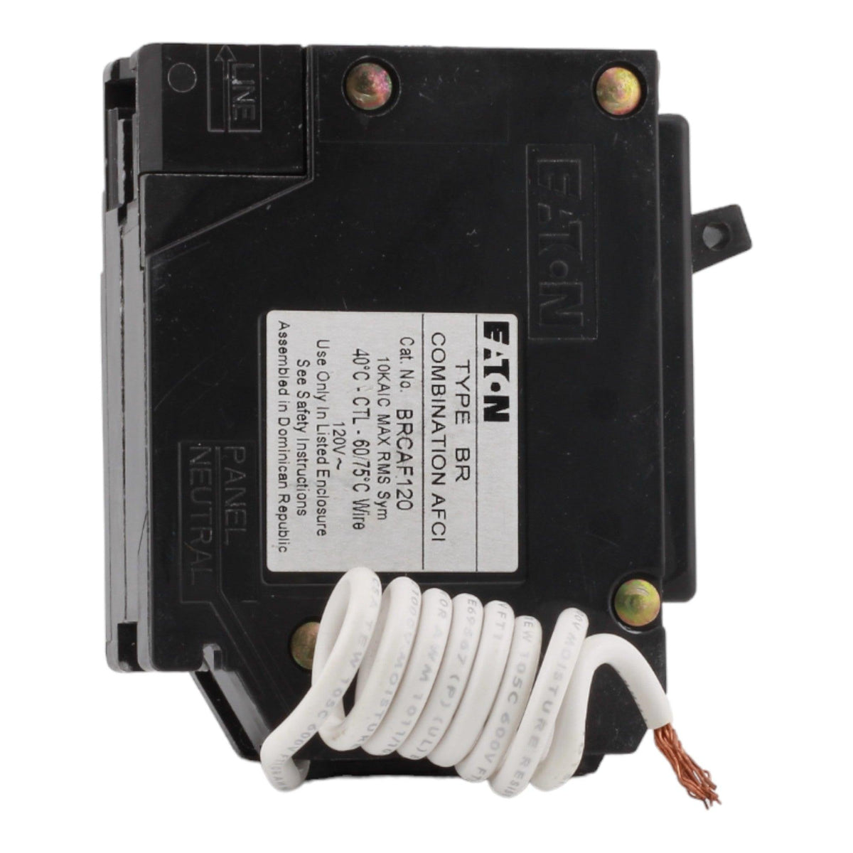 Eaton BRCAF120 20 Amp Single Pole 120V Pigtail-Neutral AFCI Arc Fault Circuit Breaker UL