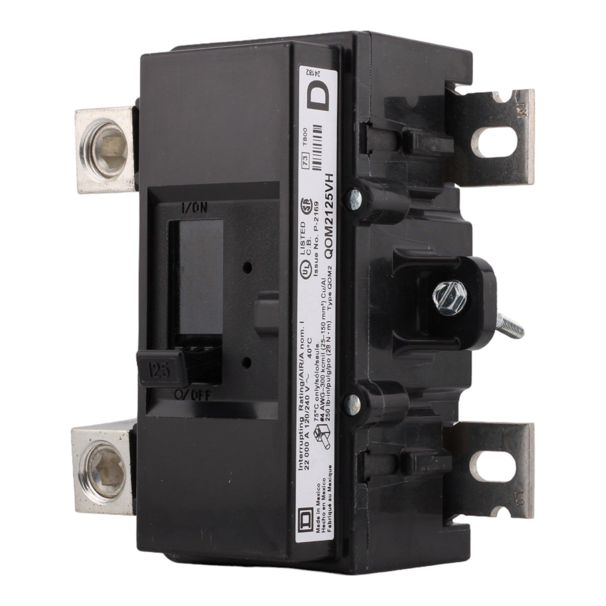 Square D QOM2125VH 125 Amp Double Pole Main Circuit Breaker, 120/240V, Bolt-On, UL Listed