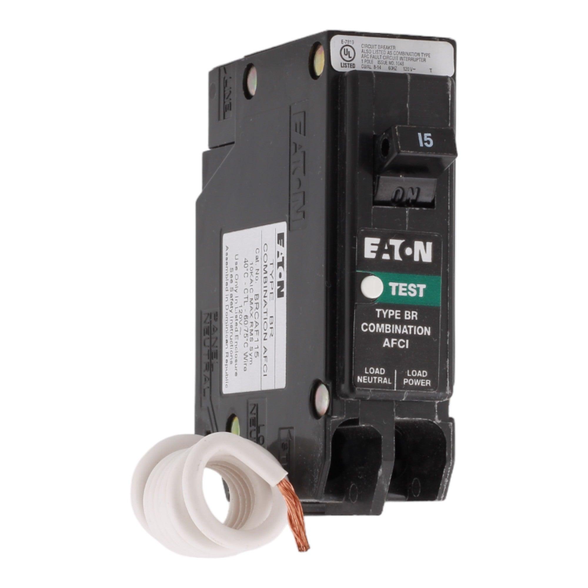 Eaton BRCAF115 15 Amp Single Pole 120V Pigtail-Neutral AFCI Arc Fault Circuit Breaker UL