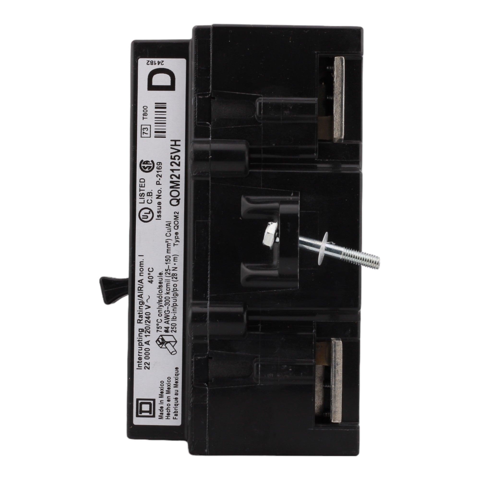 Square D QOM2125VH 125 Amp Double Pole Main Circuit Breaker, 120/240V, Bolt-On, UL Listed