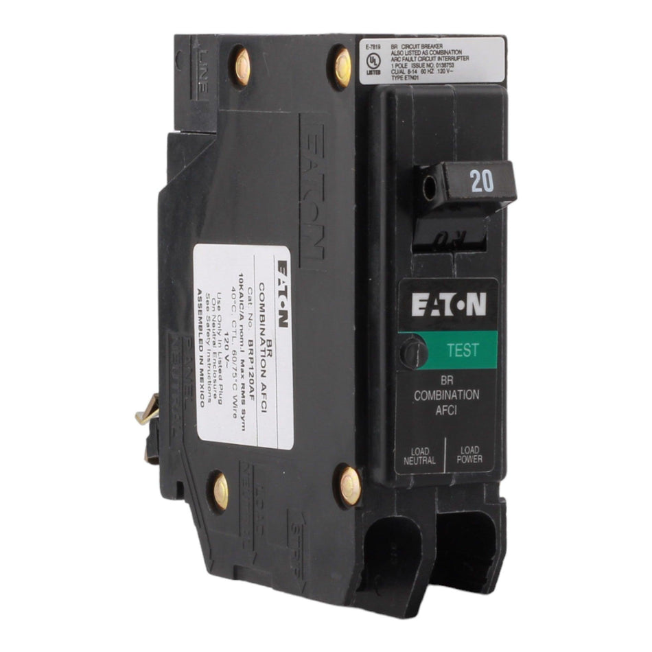 Eaton BRP120AF 20 Amp Single Pole 120V Plug-On Neutral AFCI Arc Fault Circuit Breaker UL - RES LLC Store