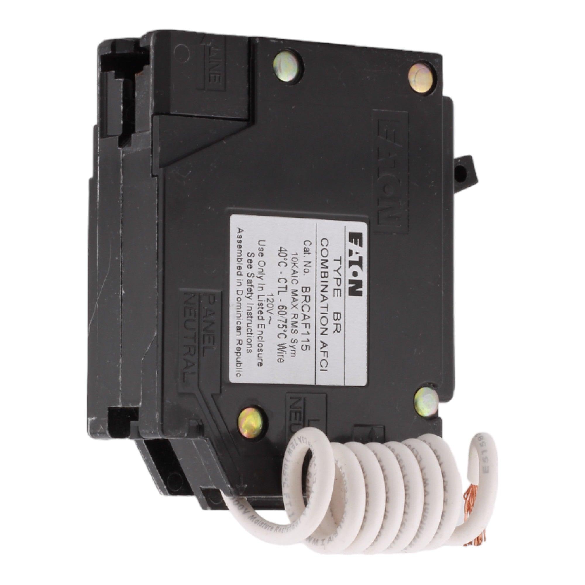 Eaton BRCAF115 15 Amp Single Pole 120V Pigtail-Neutral AFCI Arc Fault Circuit Breaker UL