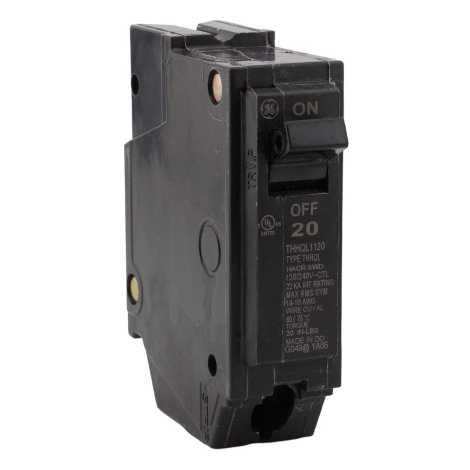 GE THHQL1120 20 Amp Single-Pole Circuit Breaker - 120/240V, 10kA, Plug-On, UL Listed - RES LLC Store