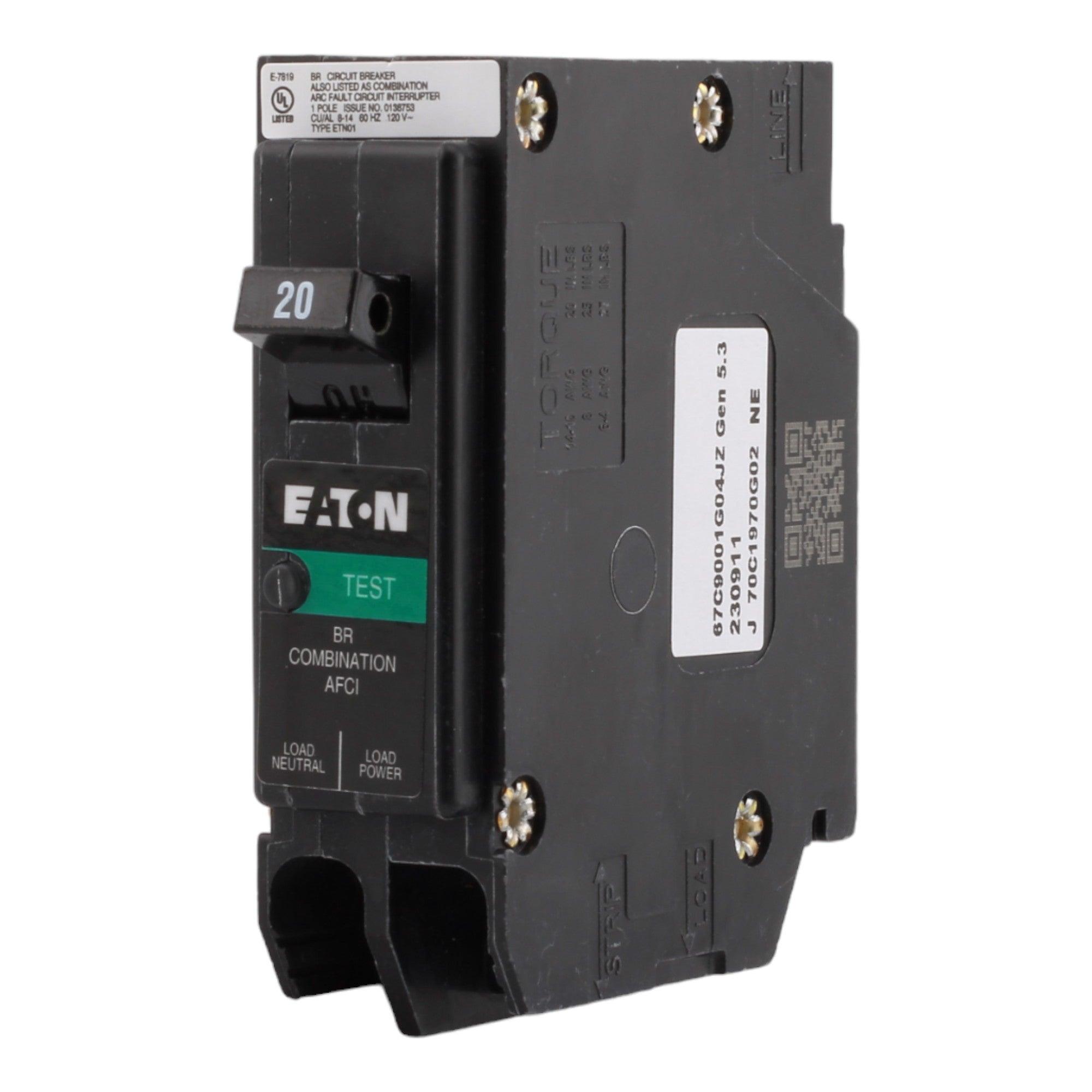 Eaton BRP120AF 20A 120V 1-pole AFCI Circuit Breaker Plug-on Neutral UL