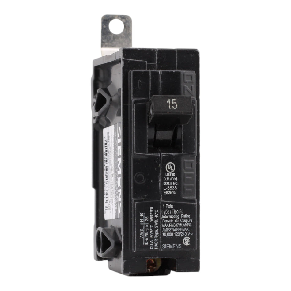 Siemens B115 15 Amps 120 Volts Single Pole Thermal Magnetic Circuit Breaker, Bolt-On Mount, For Siemens Panels