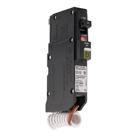 Square D QO120CAFI 20 Amp Single Pole 120V Pigtail-Neutral AFCI Arc Fault Circuit Breaker UL