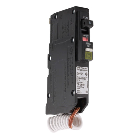 Square D QO120CAFIC 20 Amp Single Pole 120V Pigtail-Neutral AFCI Arc Fault Circuit Breaker UL