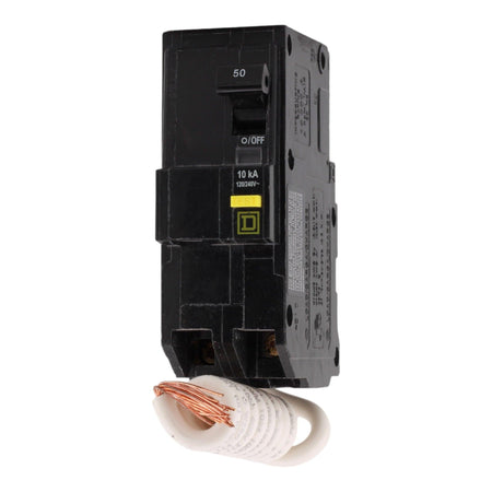 Square D QO250GFI 50 Amp Double Pole 240V Pigtail-Neutral GFCI Ground Fault Circuit Breaker UL