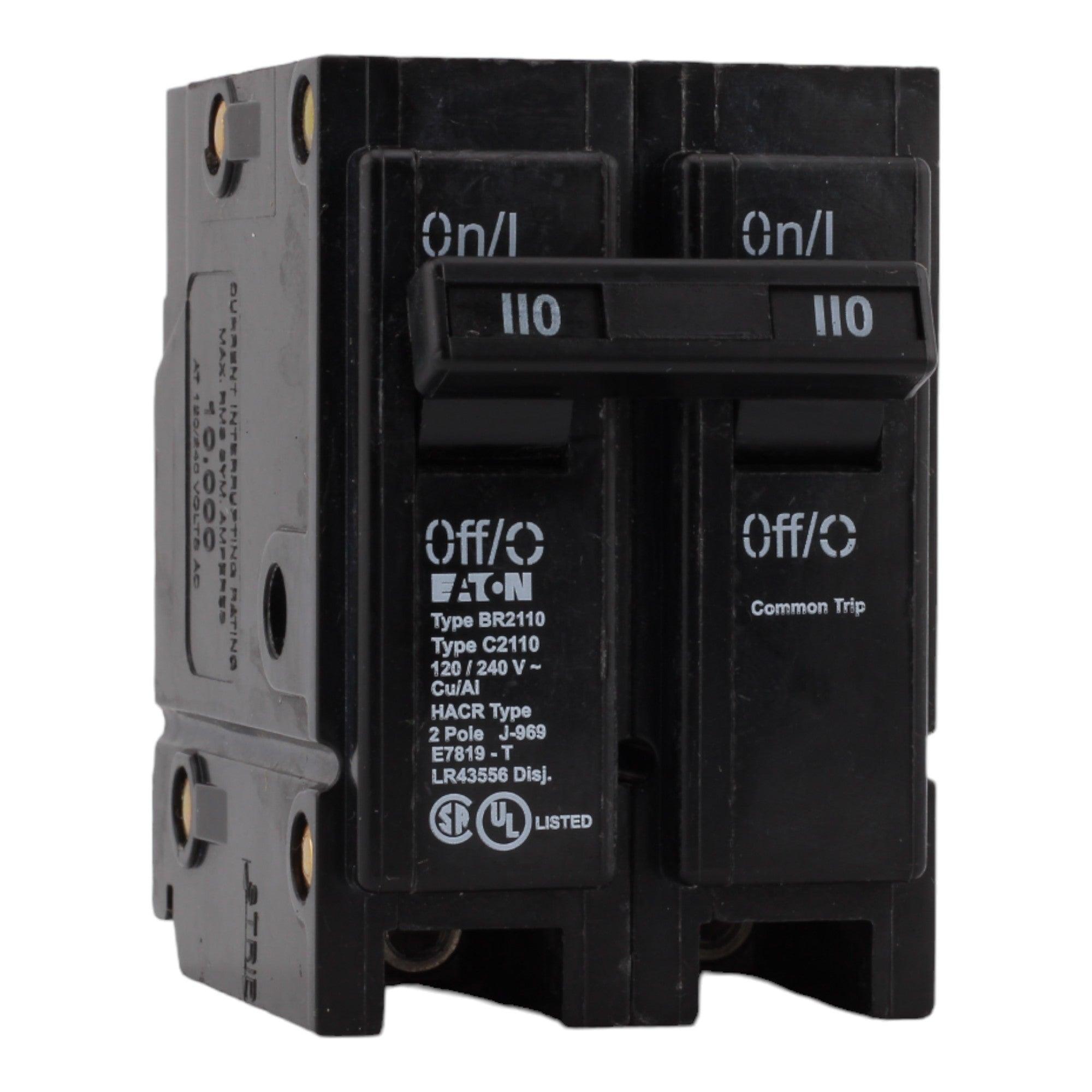 Eaton BR2110 110 Amp Double Pole 240V Plug-In Standard Trip Circuit Breaker UL