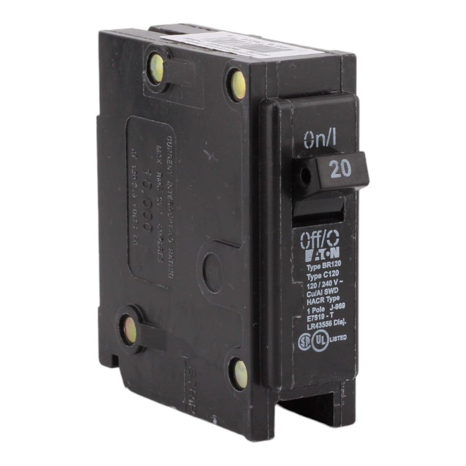 Eaton BR120 20 Amp Single Pole 120V Plug-In Standard Trip Circuit Breaker UL - RES LLC Store