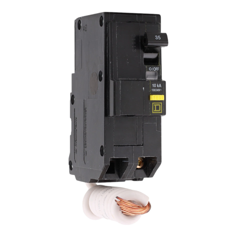 Square D QO235GFI, 35 Amps, 120/240 Volts, Double Pole, GFCI, Ground Fault Circuit Breaker, Plug-In Mount, Pigtail Connection, for QO Panels