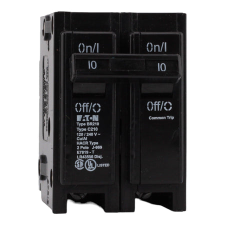 Eaton BR210 10 Amp Double Pole 240V Plug-In Standard Trip Circuit Breaker UL