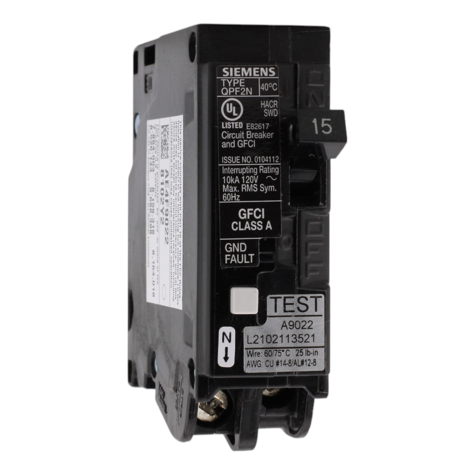 Siemens QF115AN 15 Amps 120 Volts Single-Pole Ground Fault Circuit Interrupter Pigtail Neutral