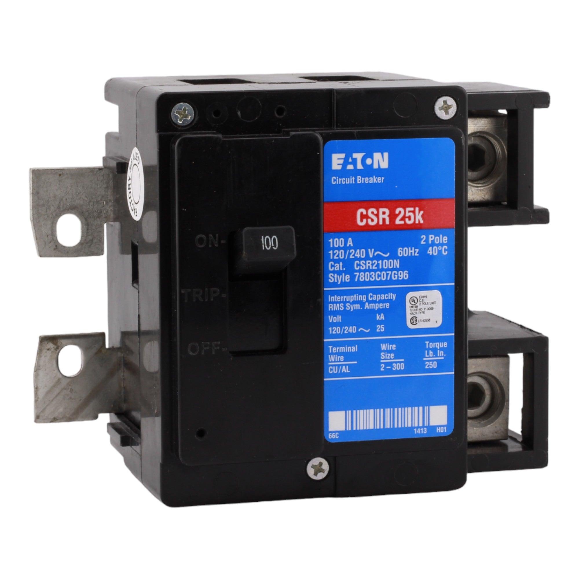 Eaton CSR2100N Type CSR 2-Pole 100 Amp Main Breaker - 120/240V, 25kAIC, Bolt-on