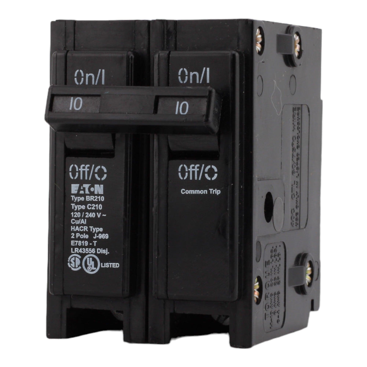 Eaton BR210 10 Amp Double Pole 240V Plug-In Standard Trip Circuit Breaker UL