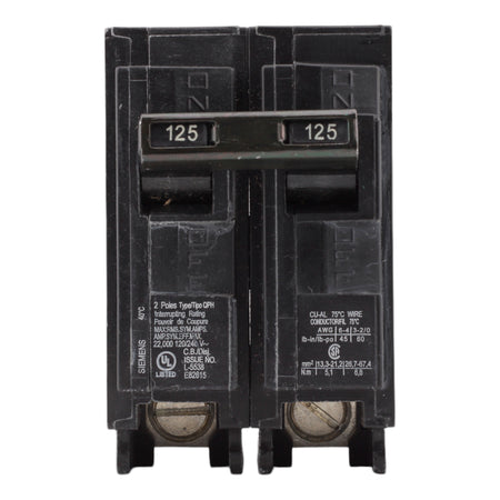 Siemens Q2125H 125 Amp Double Pole 240V Plug-In Standard Trip Circuit Breaker UL