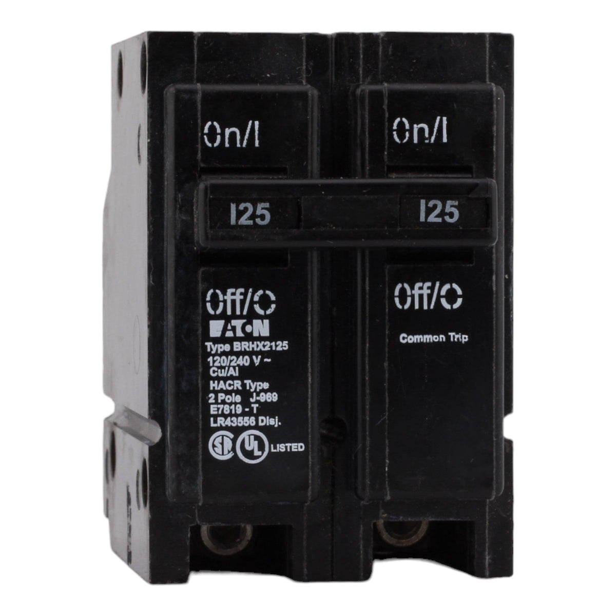 Eaton BRHX2125 125 Amp Double Pole 240V Plug-In Standard Trip Circuit Breaker UL