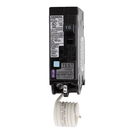 Siemens Q115DF 15 Amp Single Pole 120V Pigtail-Neutral AFCI/GFCI Dual Function Circuit Breaker UL