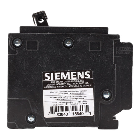 Siemens Q2125H 125 Amp Double Pole 240V Plug-In Standard Trip Circuit Breaker UL