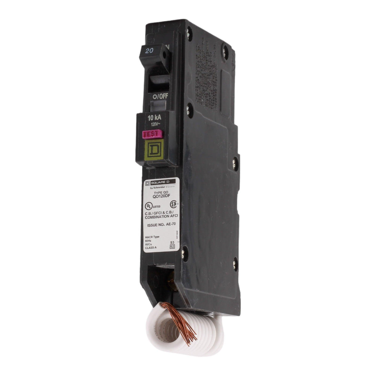 Square D QO120DF 20 Amp Single Pole 120V Pigtail-Neutral AFCI/GFCI Dual Function Circuit Breaker UL