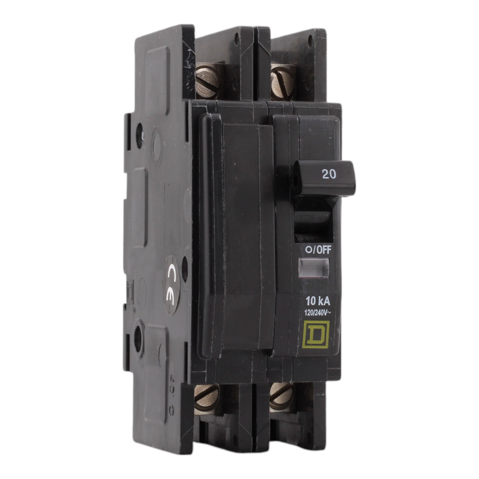 Square D QOU220, 20 Amps, 120/240 Volts, Double Pole, Miniature Circuit Breaker, Standard Trip, Unit Mount