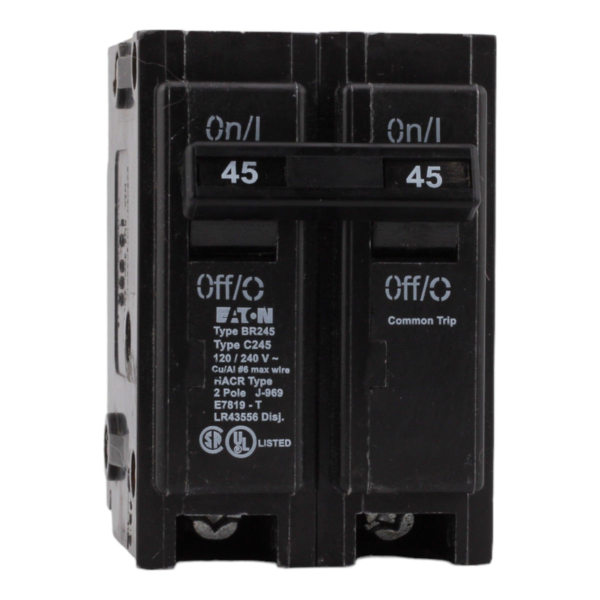 Eaton BR245 45 Amp Double Pole 240V Plug-In Standard Trip Circuit Breaker UL