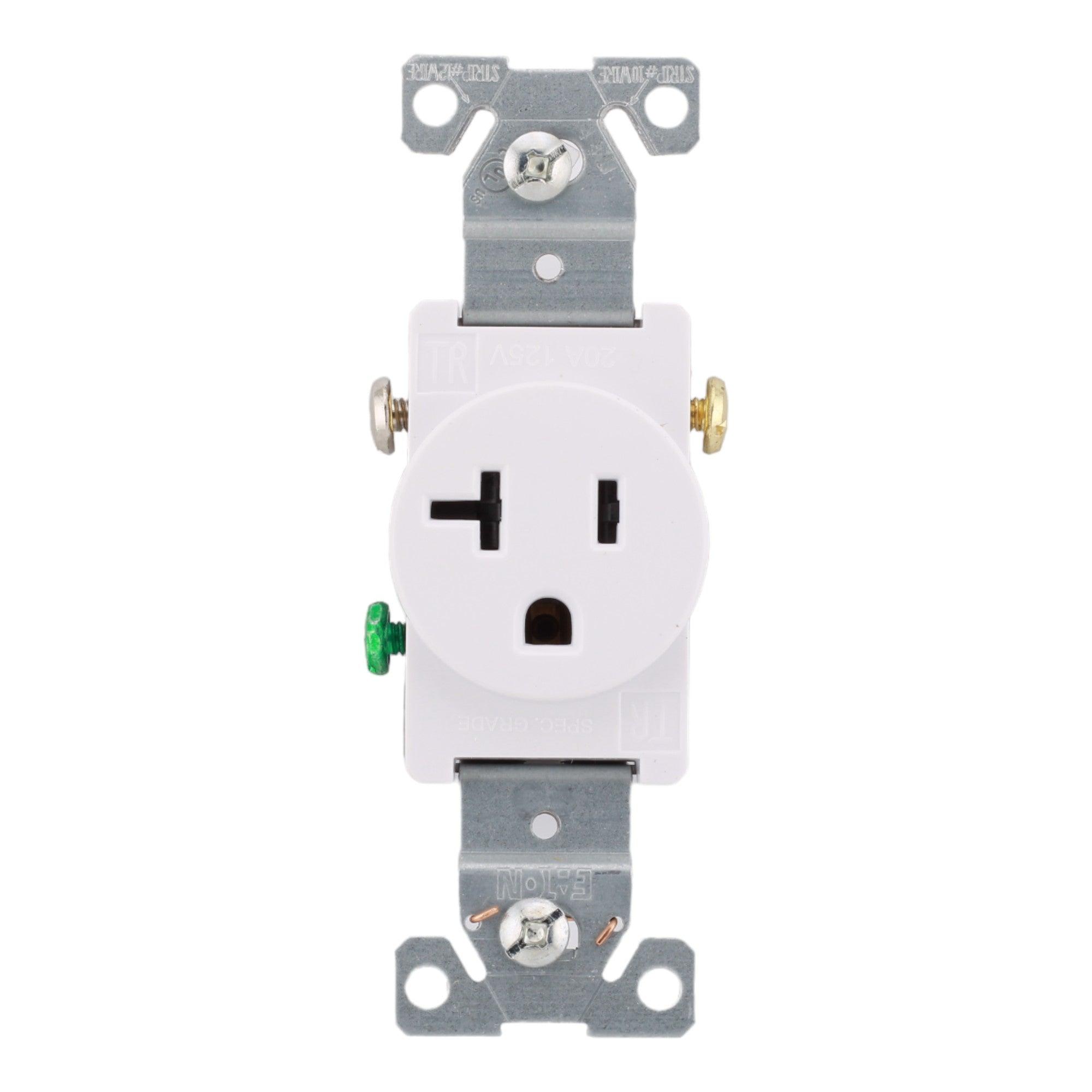 Eaton TR1877W-BXSP 20 Amp Single Tamper-Resistant Receptacle - 125V, Side-Wired, White, Commercial Grade