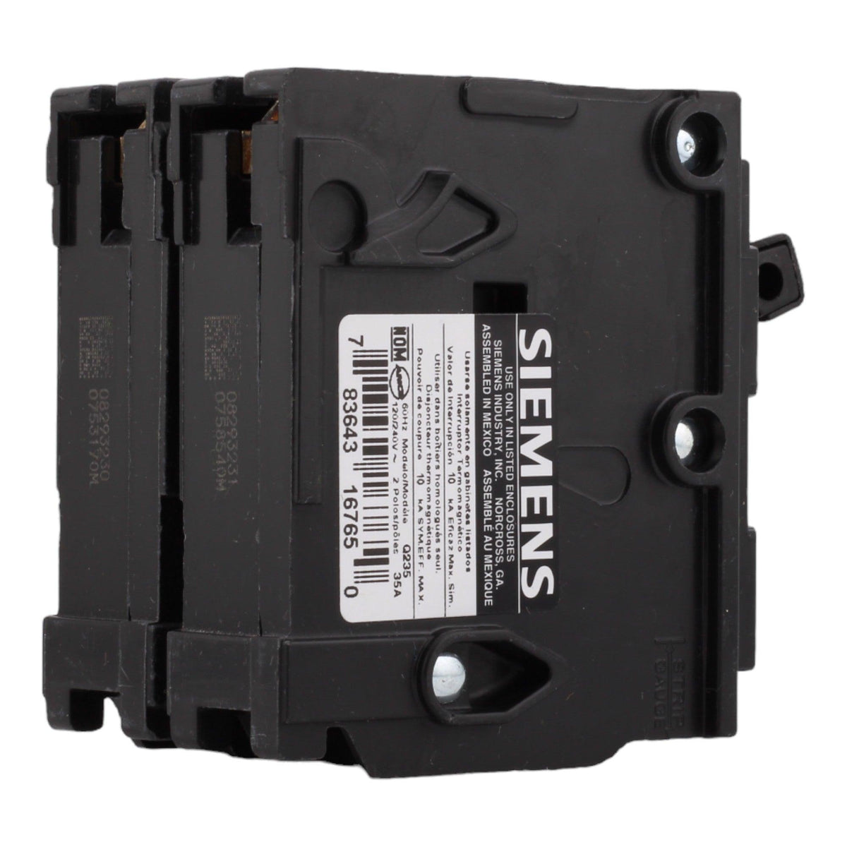 Siemens Q235 35 Amp Double Pole Circuit Breaker, Thermal Magnetic Trip, 120/240V, Plug-In, UL Listed