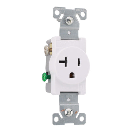 Eaton TR1877W-BXSP 20 Amp Single Tamper-Resistant Receptacle - 125V, Side-Wired, White, Commercial Grade