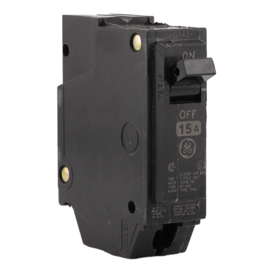 GE THQL1115 15 Amp Single Pole Circuit Breaker - 120/240V, Plug-In, UL Listed - RES LLC Store